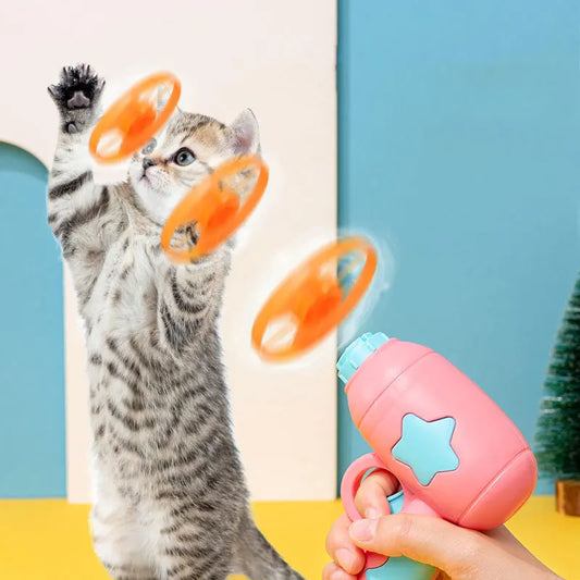 1 Set Interactive Cat Toys Pet Training Launcher 15 Pcs Flying Discs with Light Sound