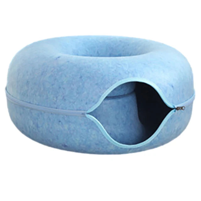 Donut Cat Bed for 2 Cats Detachable Pet Cat Tunnel Interactive Game Toy