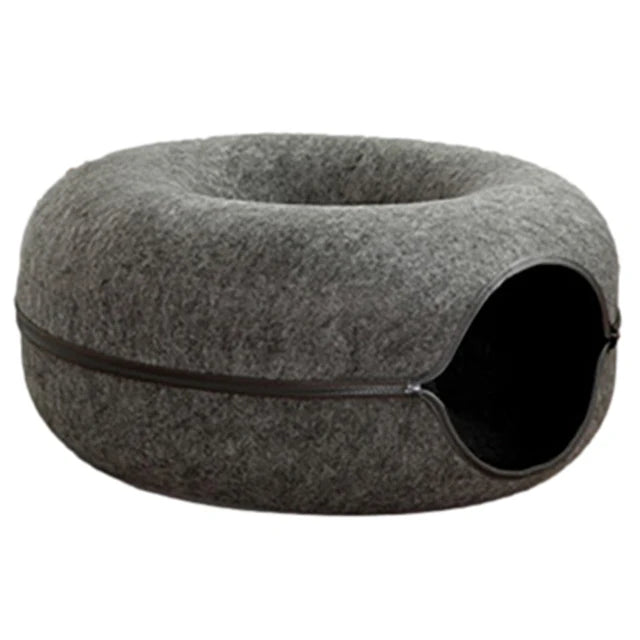 Donut Cat Bed for 2 Cats Detachable Pet Cat Tunnel Interactive Game Toy