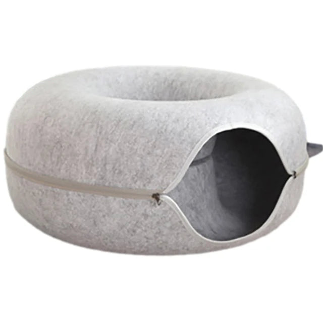 Donut Cat Bed for 2 Cats Detachable Pet Cat Tunnel Interactive Game Toy