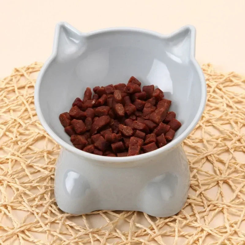 Tall Cat Bowl Dog Bowl Anti-dumping 45°Neck Guard Cat Water Bowl