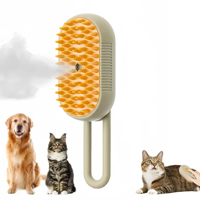 Steamy Cat Brush with rotate Handle 3 in 1 Electric Cat Brush Steam Spray